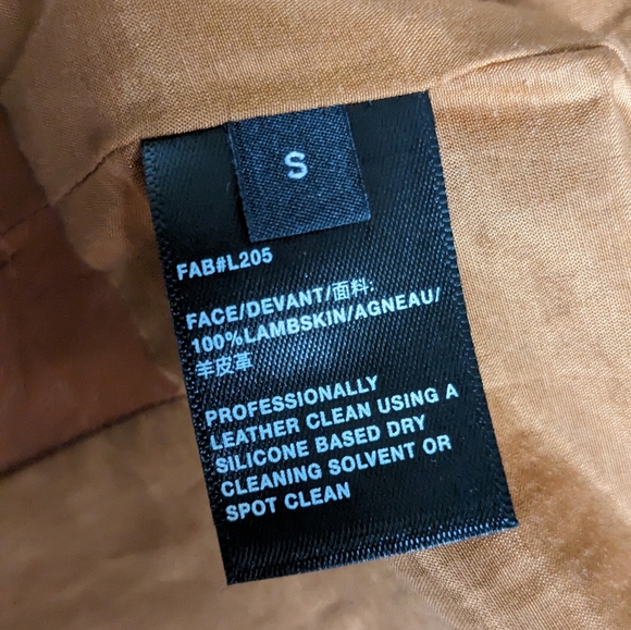 Lafayette 148 New York Leather jacket. Size: Small. Color: Caramel - Picture 9 of 9